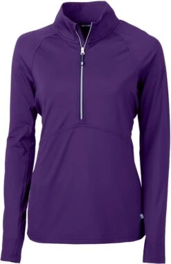 OUTLET-Cutter & Buck Ladies Adapt Eco Knit Half Zip Pullover -Thread Logic Store Cutter Buck Ladies Adapt Eco Knit Half Zip Pullover College Purple S 5 1