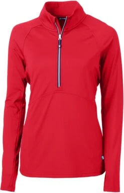 Cutter & Buck Ladies Adapt Eco Knit Half Zip Pullover -Thread Logic Store Cutter Buck Ladies Adapt Eco Knit Half Zip Pullover Red S 3