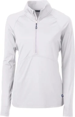 OUTLET-Cutter & Buck Ladies Adapt Eco Knit Half Zip Pullover -Thread Logic Store Cutter Buck Ladies Adapt Eco Knit Half Zip Pullover White S 8 1