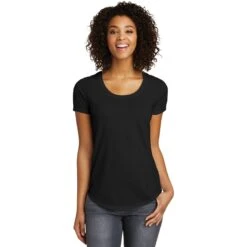 CLOSEOUT - District Women's Fitted Very Important Tee Scoop Neck -Thread Logic Store DT6401 black model front 072017