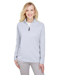 OUTLET-Devon & Jones CrownLux Performance Ladies Clubhouse Micro-Stripe Quarter-Zip