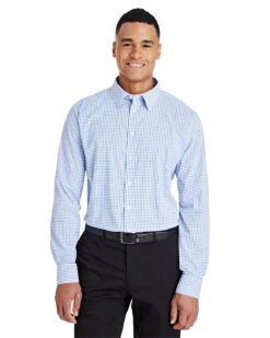 Devon & Jones CrownLux Performance Micro Windowpane Shirt -Thread Logic Store Devon Jones CrownLux Performance Micro Windowpane Shirt French BlueWhite S 4