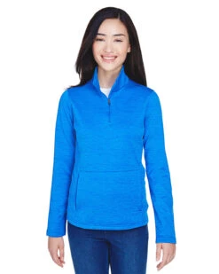 OUTLET-Devon & Jones Ladies Newbury Mélange Fleece Quarter-Zip -Thread Logic Store Devon Jones Ladies Newbury Melange Fleece Quarter Zip French Blue Heather S 10