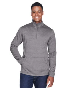 Devon & Jones Newbury Mélange Fleece Quarter-Zip -Thread Logic Store Devon Jones Newbury Melange Fleece Quarter Zip Dark Grey Heather S 4