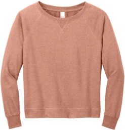 District Ladies Featherweight French Terry Long Sleeve Crewneck -Thread Logic Store District Ladies Featherweight French Terry Long Sleeve Crewneck Nostalgia Rose Heather S 5