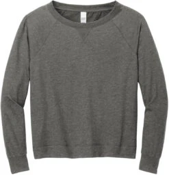 District Ladies Featherweight French Terry Long Sleeve Crewneck -Thread Logic Store District Ladies Featherweight French Terry Long Sleeve Crewneck Washed Coal S 1