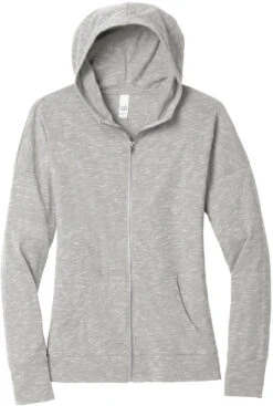 District Ladies Medal Full-Zip Hoodie 26 District Ladies Medal Full-Zip Hoodie -Thread Logic Store District Ladies Medal Full Zip Hoodie Light Grey S 9