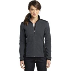 CLOSEOUT - Eddie Bauer Ladies Full-Zip Sherpa Fleece Jacket 6 CLOSEOUT - Eddie Bauer Ladies Full-Zip Sherpa Fleece Jacket -Thread Logic Store EB233 greysteelblack model front 072014