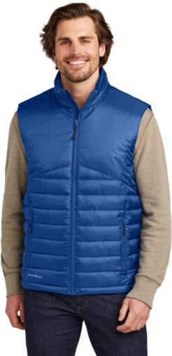 Eddie Bauer Quilted Vest -Thread Logic Store EB512 cobaltblue model front