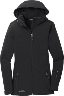 Eddie Bauer Ladies Hooded Soft Shell Parka -Thread Logic Store Eddie Bauer Ladies Hooded Soft Shell Parka Black S 5