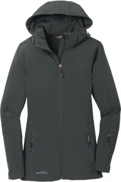 Eddie Bauer Ladies Hooded Soft Shell Parka -Thread Logic Store Eddie Bauer Ladies Hooded Soft Shell Parka Grey Steel S 9