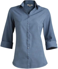 Edwards Ladies Bastiste 3/4 Sleeve Shirt -Thread Logic Store Edwards Ladies Bastiste 34 Sleeve Shirt Riviera Blue XS 3