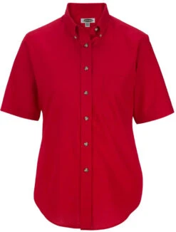 Edwards Ladies Easy Care Short Sleeve Poplin Shirt -Thread Logic Store Edwards Ladies Easy Care Short Sleeve Poplin Shirt Red S 4