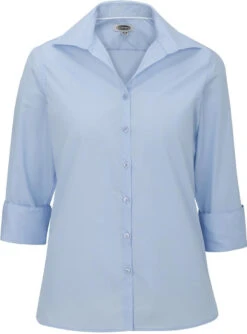 Edwards Ladies Lightweight Open Neck Poplin Blouse -Thread Logic Store Edwards Ladies Lightweight Open Neck Poplin Blouse Blue S 2