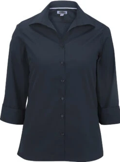 Edwards Ladies Lightweight Open Neck Poplin Blouse -Thread Logic Store Edwards Ladies Lightweight Open Neck Poplin Blouse Navy S 9