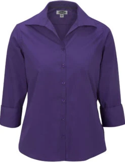 Edwards Ladies Lightweight Open Neck Poplin Blouse -Thread Logic Store Edwards Ladies Lightweight Open Neck Poplin Blouse Purple S 10