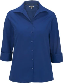 Edwards Ladies Lightweight Open Neck Poplin Blouse -Thread Logic Store Edwards Ladies Lightweight Open Neck Poplin Blouse Royal S 12