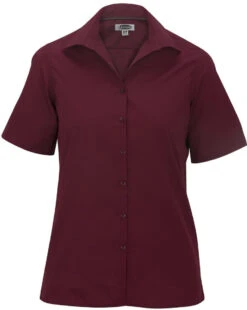 Edwards Ladies Lightweight Short Sleeve Poplin Blouse -Thread Logic Store Edwards Ladies Lightweight Short Sleeve Poplin Blouse Burgundy S 3