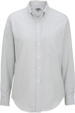 Edwards Ladies Long Sleeve Oxford Shirt -Thread Logic Store Edwards Ladies Long Sleeve Oxford Shirt Grey Stripe S 6