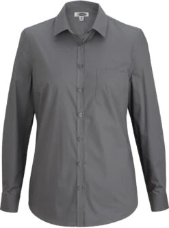 Edwards Ladies Long Sleeve Stretch Poplin Blouse -Thread Logic Store Edwards Ladies Long Sleeve Stretch Poplin Blouse Charcoal S 3