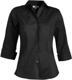 Thread Logic Store -Thread Logic Store Edwards Ladies Tailored Full Placket Stretch Blouse Black S 1