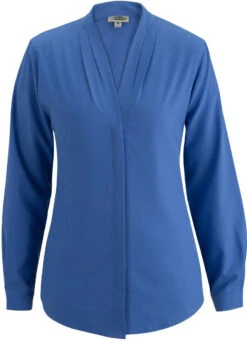 Edwards Ladies V-Neck Blouse -Thread Logic Store Edwards Ladies V Neck Blouse French Blue XS 2