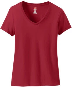 Hanes Ladies Nano-T Cotton V-Neck T-Shirt -Thread Logic Store Hanes Ladies Nano T Cotton V Neck T Shirt Deep Red S 9