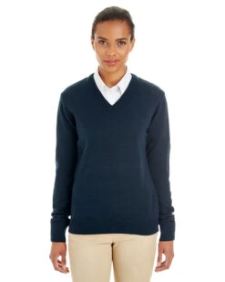 OUTLET-Harriton Ladies Pilbloc V-Neck Sweater -Thread Logic Store Harriton Ladies Pilbloc V Neck Sweater Dark Navy XS 4