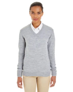 Harriton Ladies Pilbloc V-Neck Sweater -Thread Logic Store Harriton Ladies Pilbloc V Neck Sweater Grey Heather XS 6 1