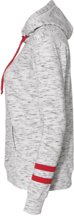 J America Ladies Mélange Fleece Striped-Sleeve Hooded Sweatshirt -Thread Logic Store J America Ladies Melange Fleece Striped Sleeve Hooded Sweatshirt 15