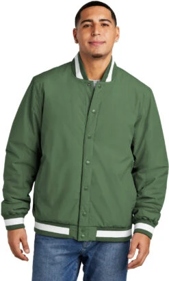 Sport-Tek Insulated Varsity Jacket -Thread Logic Store JST58 forestgreen model front