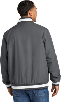 Sport-Tek Insulated Varsity Jacket -Thread Logic Store JST58 graphite model back