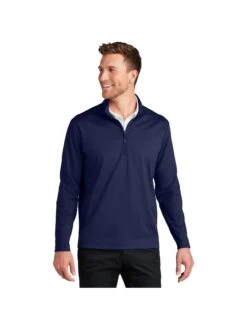 Port Authority C-FREE Double Knit 1/4-Zip 28 Port Authority C-FREE Double Knit 1/4-Zip -Thread Logic Store K880 TRUENAVY Model Front