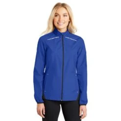 CLOSEOUT - Port Authority Ladies Zephyr Reflective Hit Full-Zip Jacket 7 CLOSEOUT - Port Authority Ladies Zephyr Reflective Hit Full-Zip Jacket -Thread Logic Store L345 trueroyalblack model front 052016