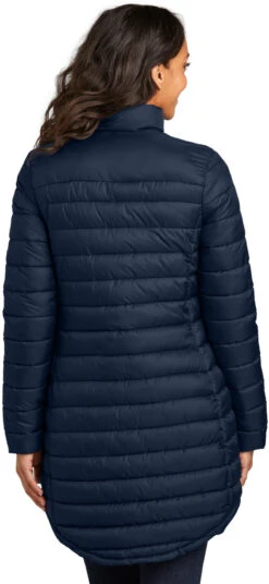 Port Authority Ladies Horizon Puffy Long Jacket 25 Port Authority Ladies Horizon Puffy Long Jacket -Thread Logic Store L365 dressbluenavy model back