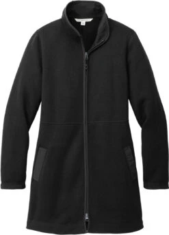 Port Authority Ladies Arc Sweater Fleece Long Jacket -Thread Logic Store L425 DeepBlack Flat Front