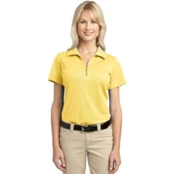CLOSEOUT - Port Authority Ladies Tech Pique Polo 9 CLOSEOUT - Port Authority Ladies Tech Pique Polo -Thread Logic Store L527 SplendidYellow Model Front 111511