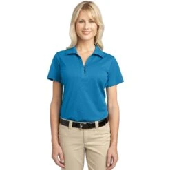 CLOSEOUT - Port Authority Ladies Tech Pique Polo 10 CLOSEOUT - Port Authority Ladies Tech Pique Polo -Thread Logic Store L527 VividBlue Model Front 111511