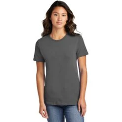 CLOSEOUT - Port & Company Ladies Ring Spun Cotton Tee 16 CLOSEOUT - Port & Company Ladies Ring Spun Cotton Tee -Thread Logic Store LPC150 charcoal model front