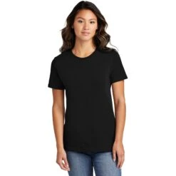 CLOSEOUT - Port & Company Ladies Ring Spun Cotton Tee 25 CLOSEOUT - Port & Company Ladies Ring Spun Cotton Tee -Thread Logic Store LPC150 jetblack model front