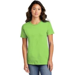 CLOSEOUT - Port & Company Ladies Ring Spun Cotton Tee 18 CLOSEOUT - Port & Company Ladies Ring Spun Cotton Tee -Thread Logic Store LPC150 lime model front