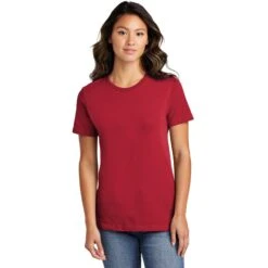 CLOSEOUT - Port & Company Ladies Ring Spun Cotton Tee 21 CLOSEOUT - Port & Company Ladies Ring Spun Cotton Tee -Thread Logic Store LPC150 red model front
