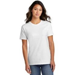 CLOSEOUT - Port & Company Ladies Ring Spun Cotton Tee 23 CLOSEOUT - Port & Company Ladies Ring Spun Cotton Tee -Thread Logic Store LPC150 white model front