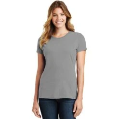 CLOSEOUT - Port & Company Ladies Fan Favorite Tee -Thread Logic Store LPC450 mediumgrey model front 122017