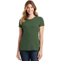 CLOSEOUT - Port & Company Ladies Fan Favorite Tee -Thread Logic Store LPC450 olive model front 122017