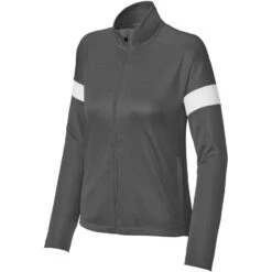 Sport-Tek Ladies Travel Full-Zip Jacket -Thread Logic Store LST800 IronGreyWhite Form Front