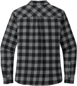 Port Authority Ladies Plaid Flannel Shirt -Thread Logic Store LW669 grey blackbuffalocheck flat back