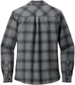 Port Authority Ladies Plaid Flannel Shirt -Thread Logic Store LW669 grey blackopenplaid flat back