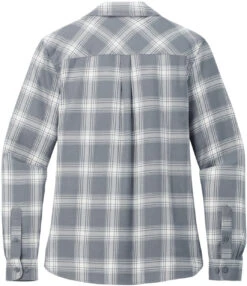 Port Authority Ladies Plaid Flannel Shirt -Thread Logic Store LW669 grey creamopenplaid flat back