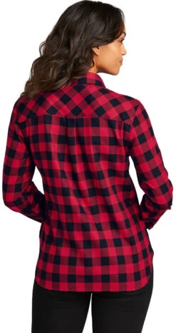 Port Authority Ladies Plaid Flannel Shirt -Thread Logic Store LW669 red blackbuffalocheck model back